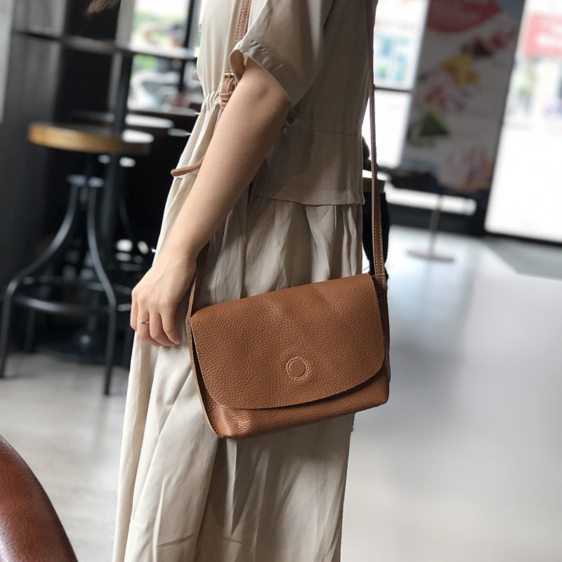 Simple Casual Shoulder Bag Cowhide