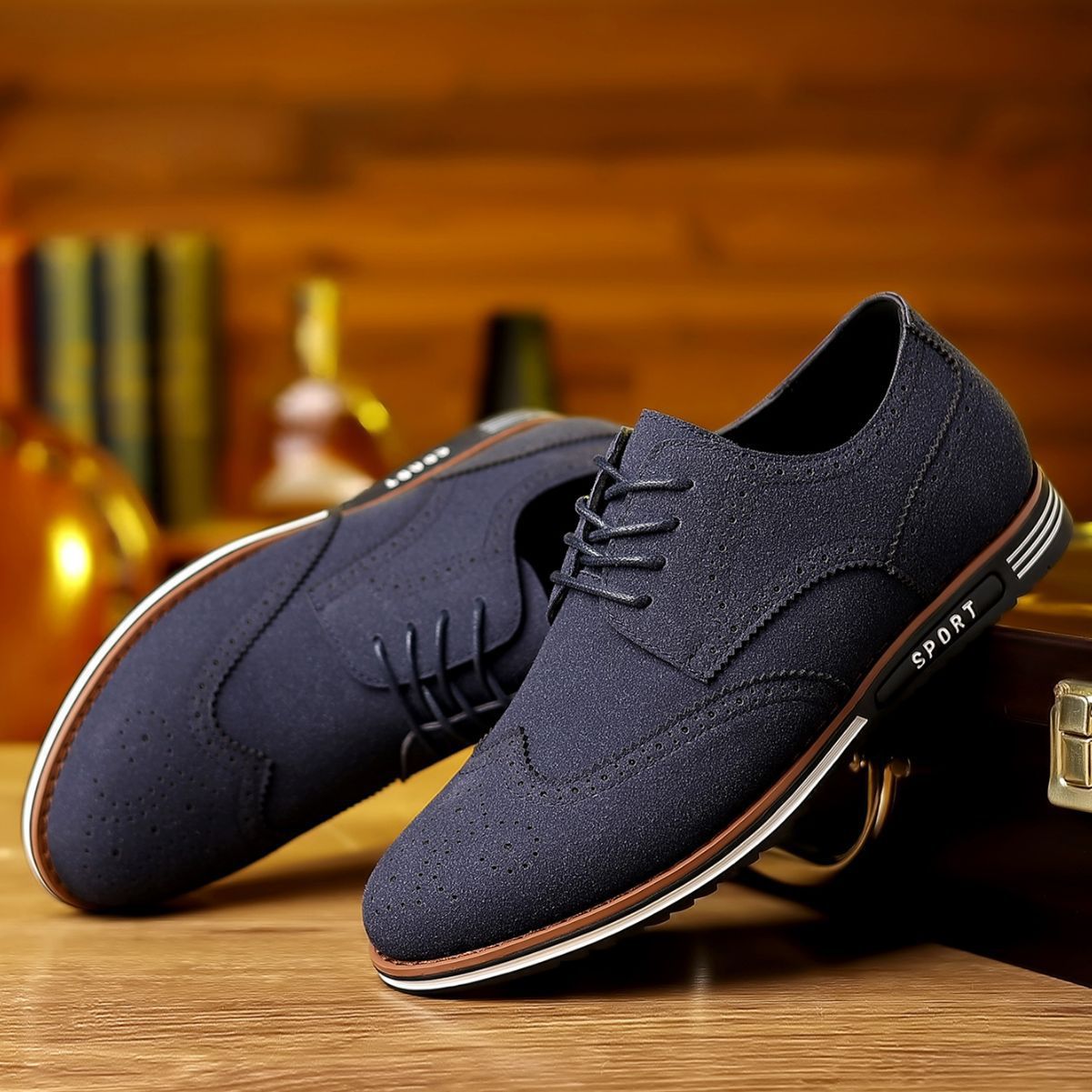 Nuevos zapatos casuales para hombre, tallas grandes, zapatos bajos mate, piel de gamuza