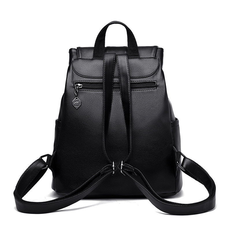 Fashion Soft Leather Large Capacity Ladies Backpack