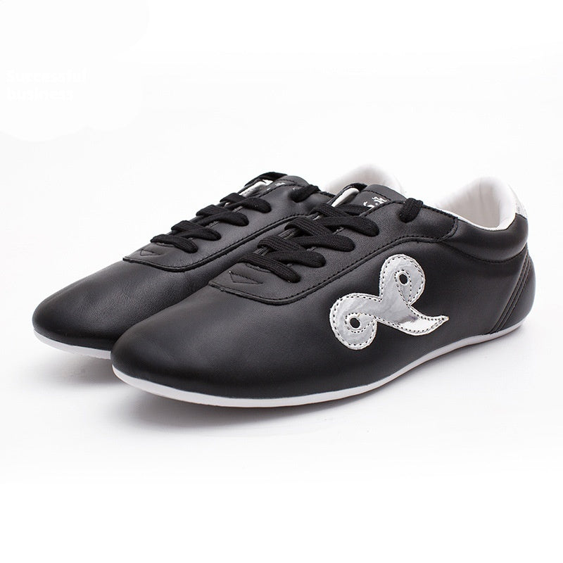 Chaussures de Tai Chi en cuir de vachette avec semelle souple