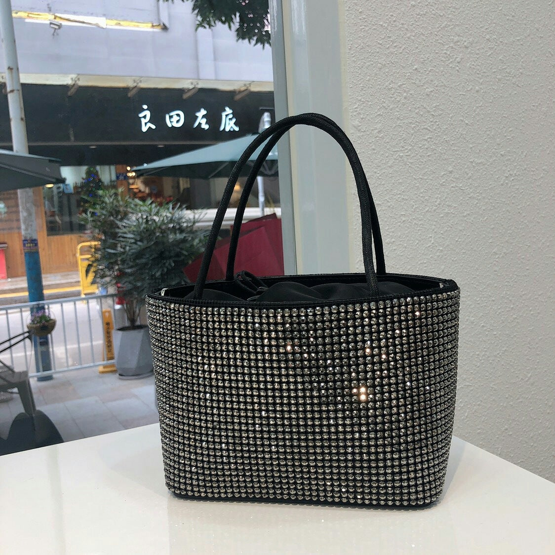 Sac messager à bandoulière simple avec tiroir en strass pour femme