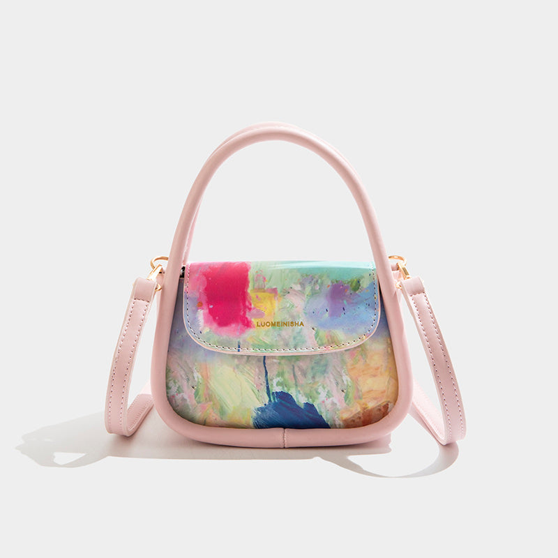 Printed One-shoulder Hand-held PU Leather