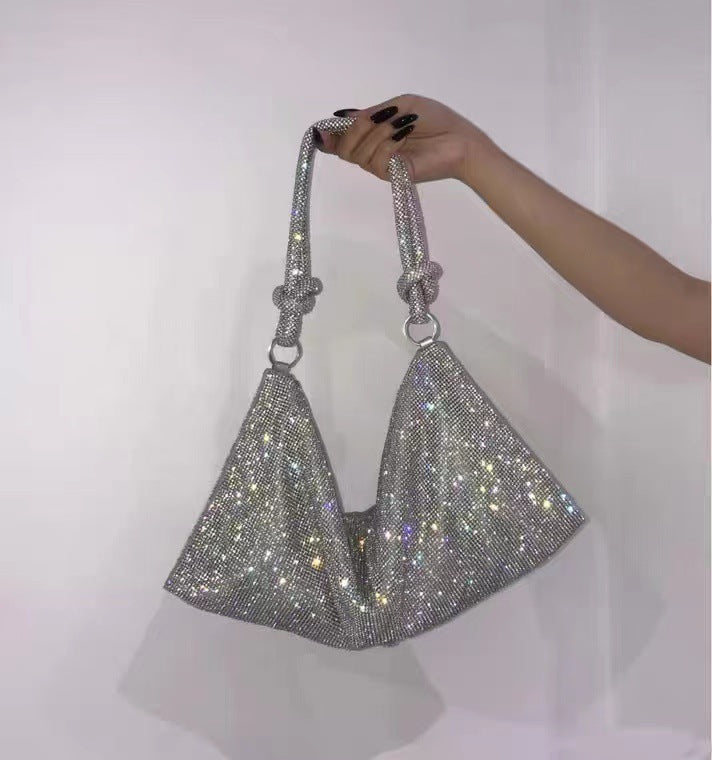 Bolso de diamantes de imitación de moda, versátil, informal y sencillo