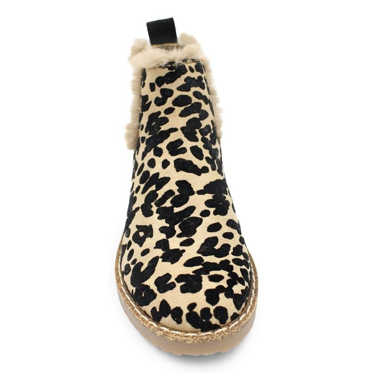 Botas de ante con estampado de leopardo cálidas y para el tiempo libre para mujer