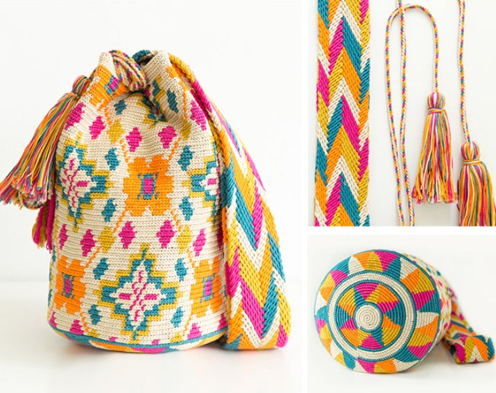 Bolsa de hilo de algodón para tejer a crochet con encaje