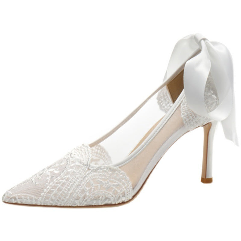 Wedding White Lace Pointed Toe High Heels