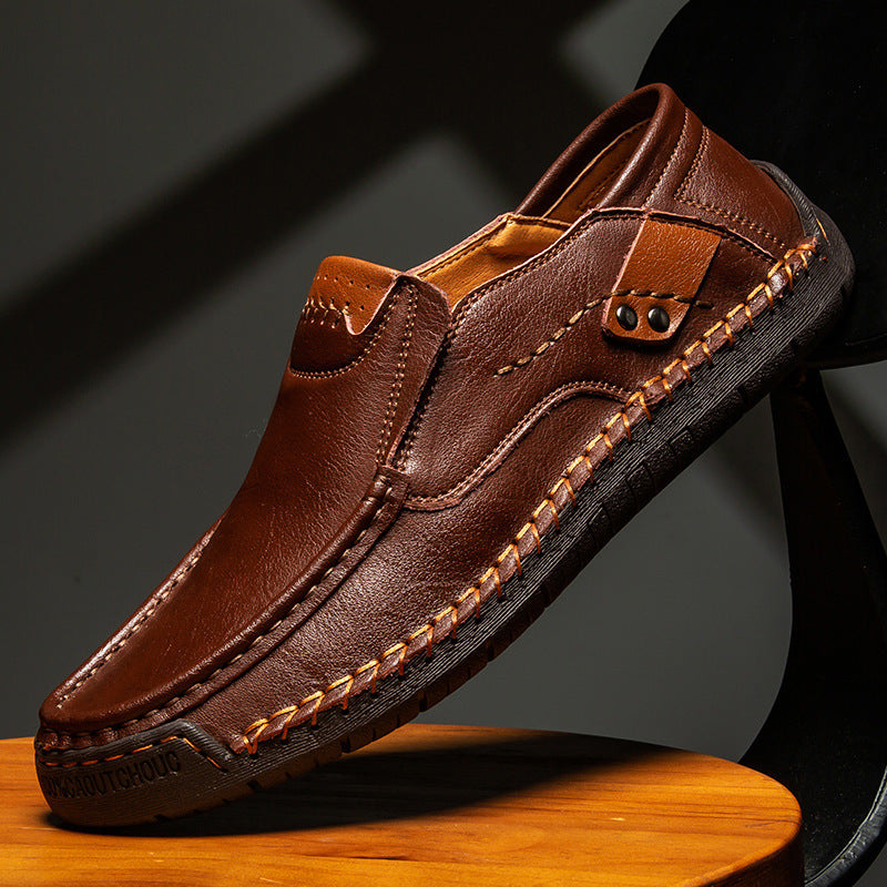 Zapatos planos de cuero hechos a mano para exteriores para hombres