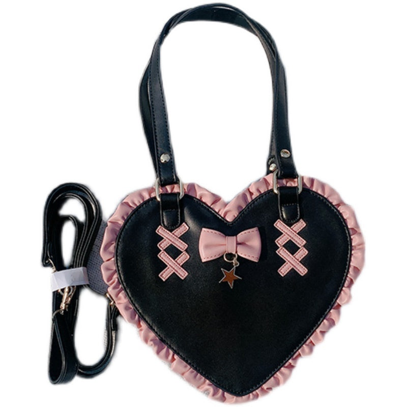 Bolso bandolera de un solo hombro con forma de corazón y nudo en forma de cruz para mujer