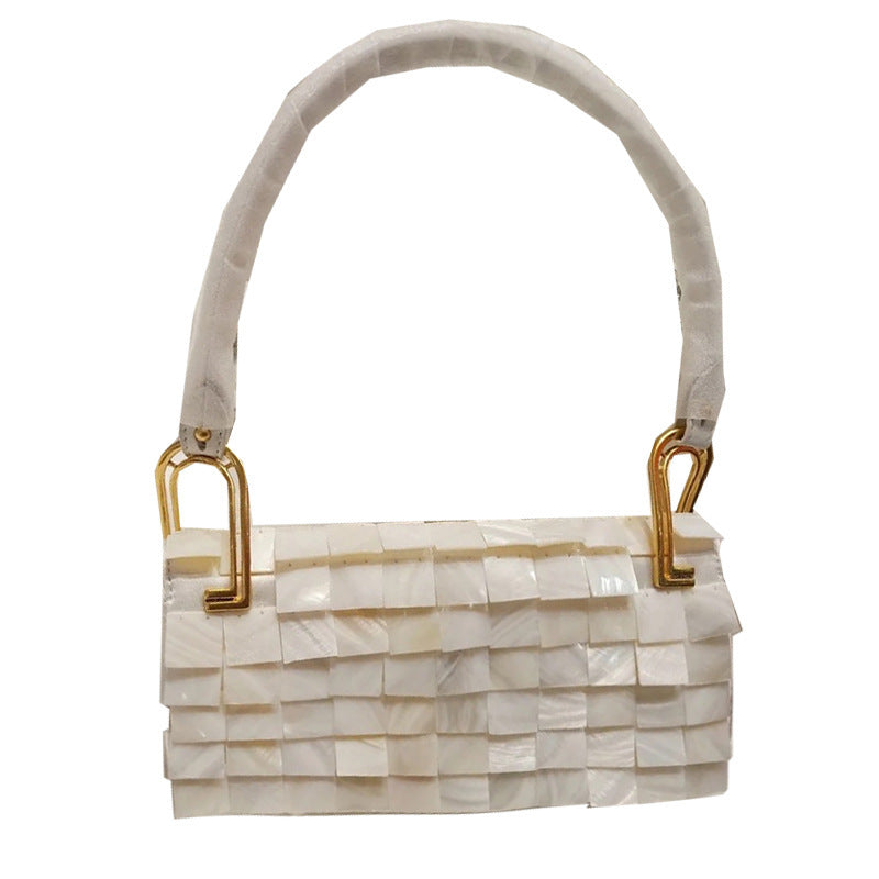 Sac carré tendance pour femme en coquillage fritillaire naturel