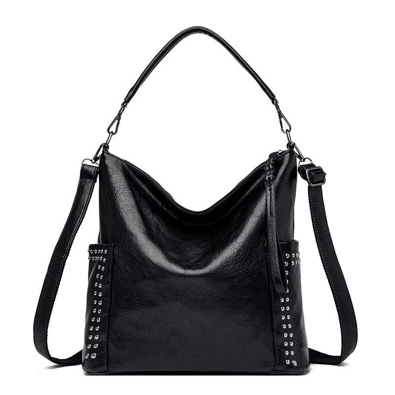 Sac messager portable en cuir souple de grande capacité pour femme