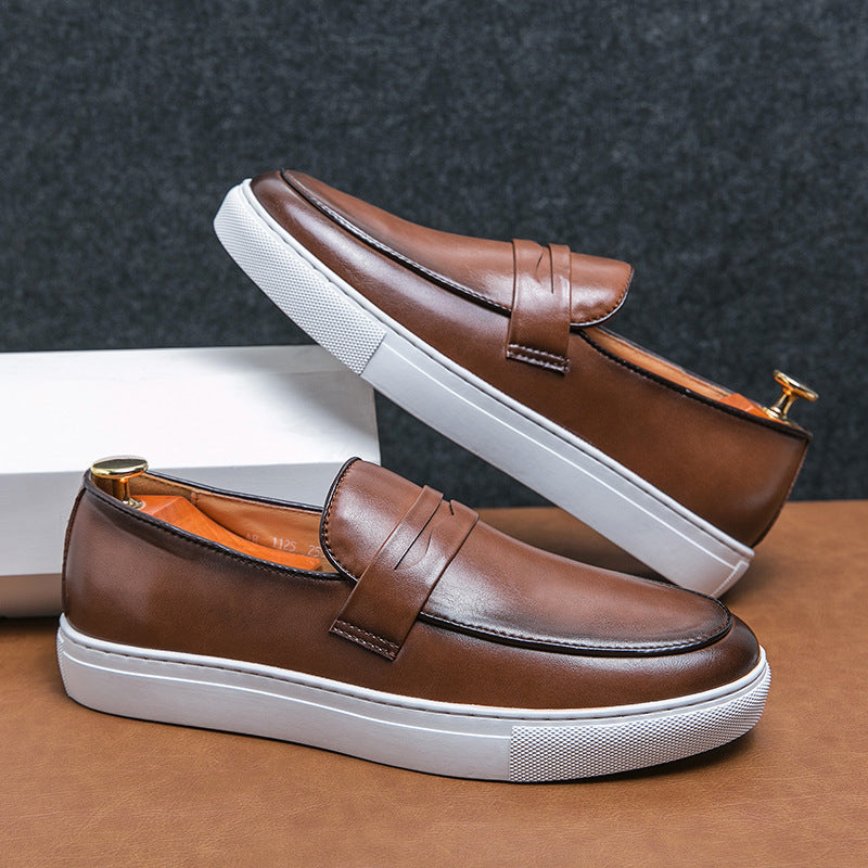 Chaussures de planche grande taille Chaussures en cuir décontractées pour hommes