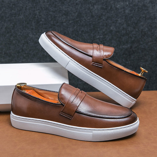 Zapatos de tabla de talla grande para hombre, zapatos casuales de cuero para negocios