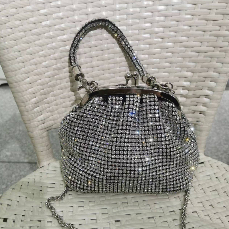 Bolso de mano con incrustaciones de diamantes y diamantes de imitación