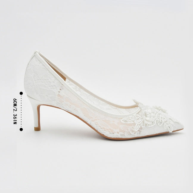 Chaussures de mariage en dentelle blanche pour mariée