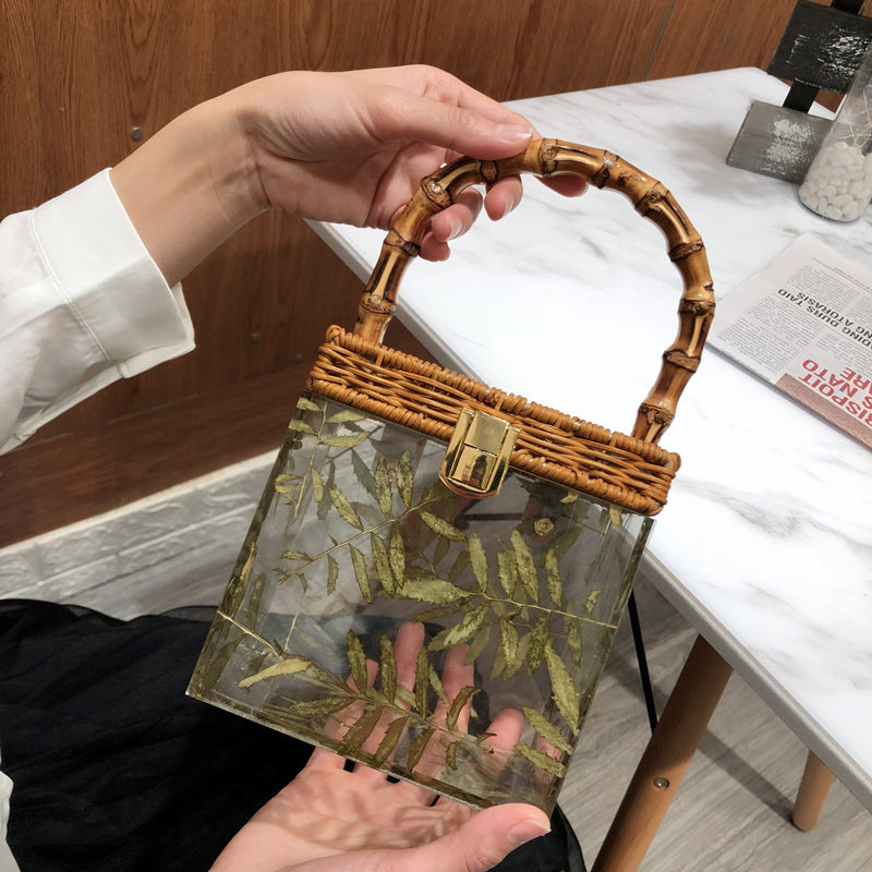 Sac à main en acrylique Petit sac en bambou Sac transparent Femme Été