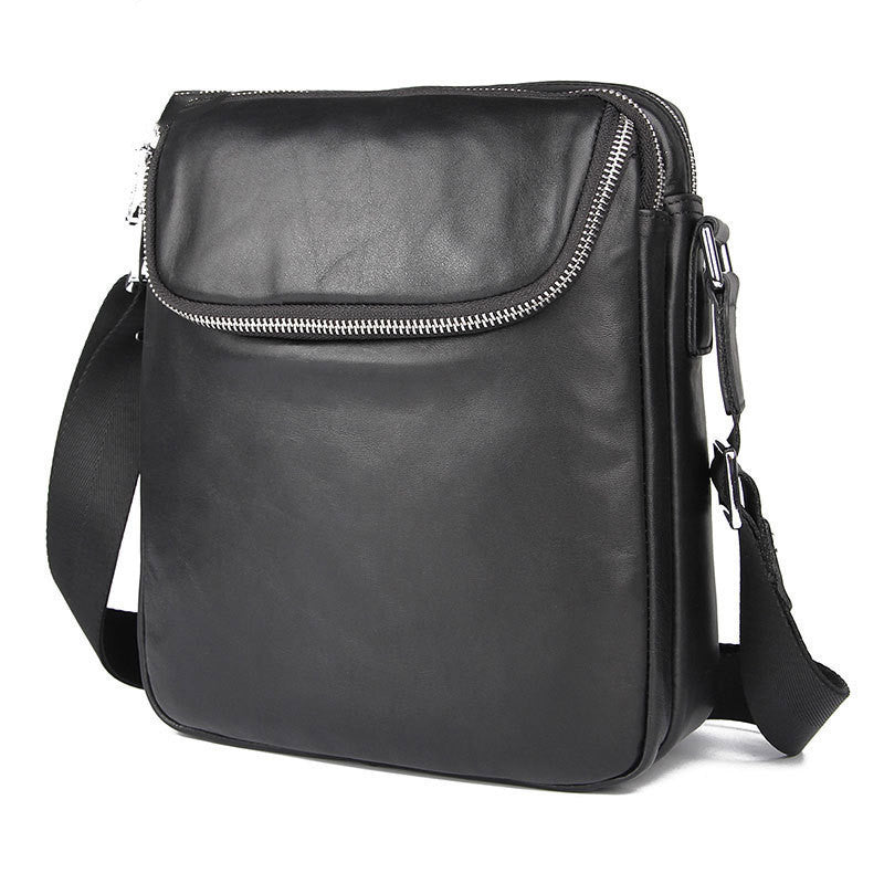 Bolso de cuero para hombre Bolso de hombro para hombre sencillo y práctico Bolso de hombro de cuero con capa superior Bolso de mensajero