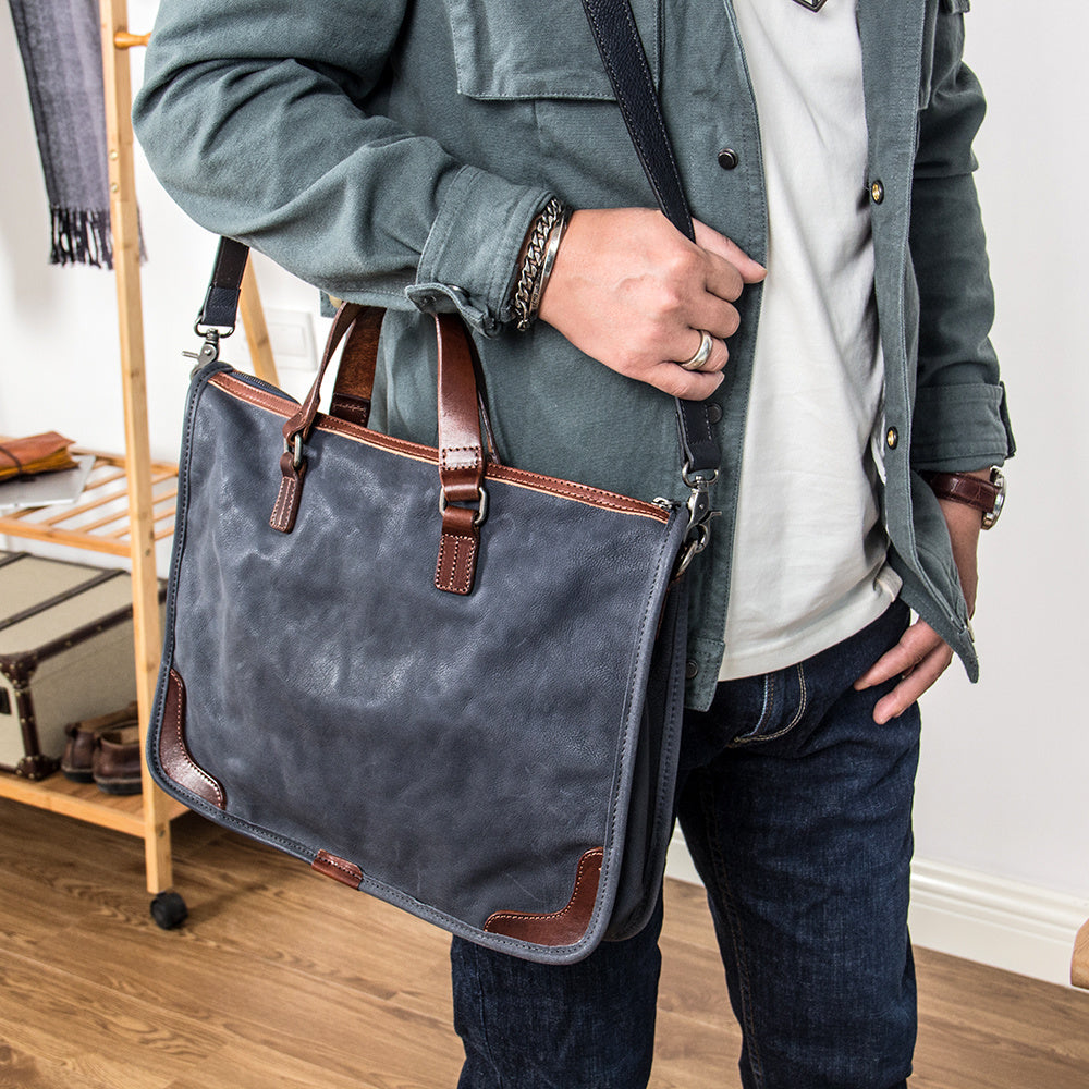 Leather Man's Hand Shoulder Slant Span Bag