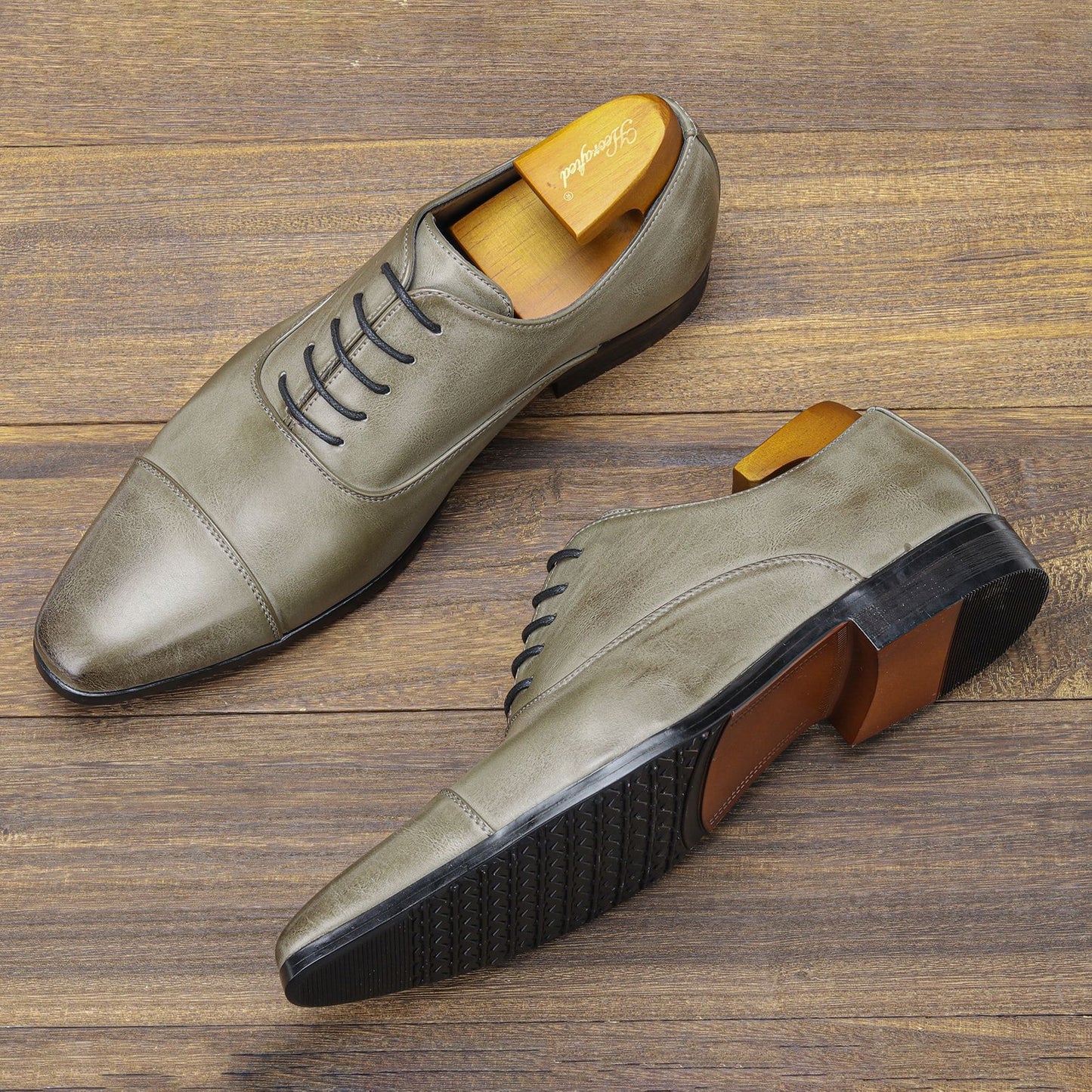 Zapatos de negocios Oxford de alta gama con punta, cómodos, clásicos, británicos, retro, de colores ruborizados