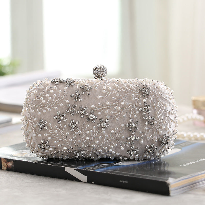 Bolso de mano de fiesta con diamantes bordados para mujer