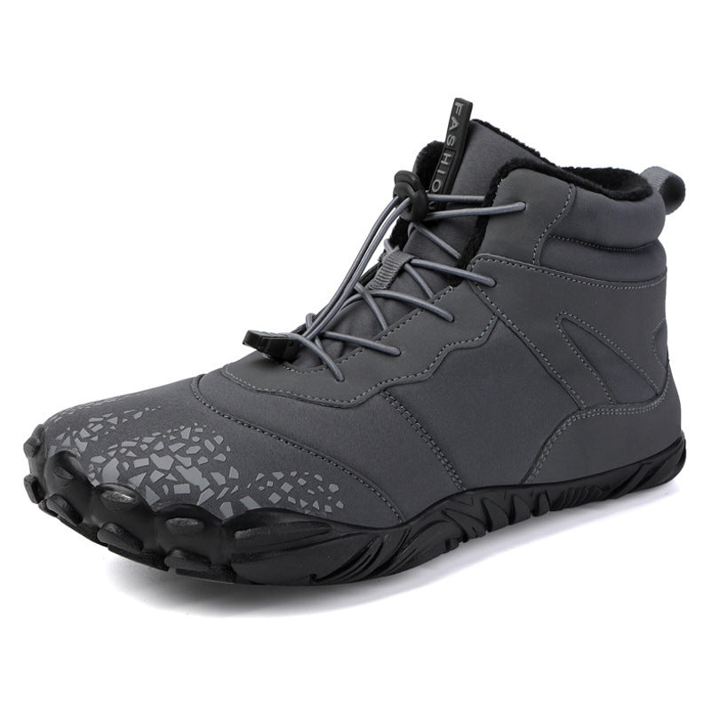 Winter Fleece-lined Waterproof Cotton-padded Shoes Five-finger Snow Boots