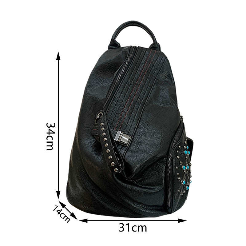 Mochila de cuero de moda con doble hombro y forma de bola de masa