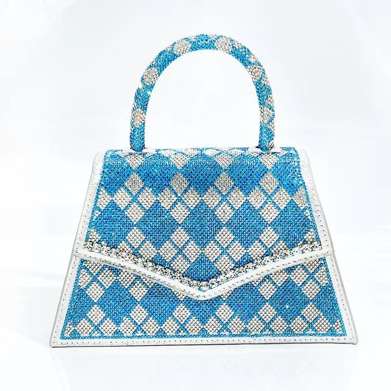 Bolso bandolera cuadrado pequeño de mano con diamantes de imitación de colores