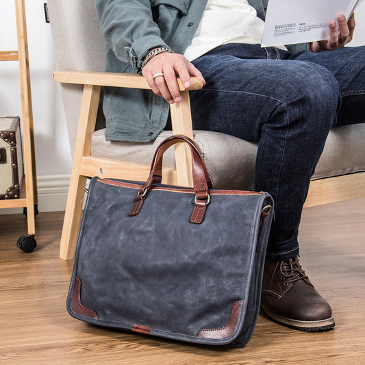 Bolso de mano de cuero para hombre con bandolera inclinada