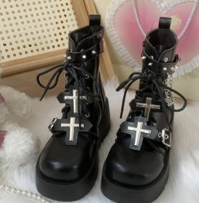 Bottes Martin noires à plateforme punk pour femmes