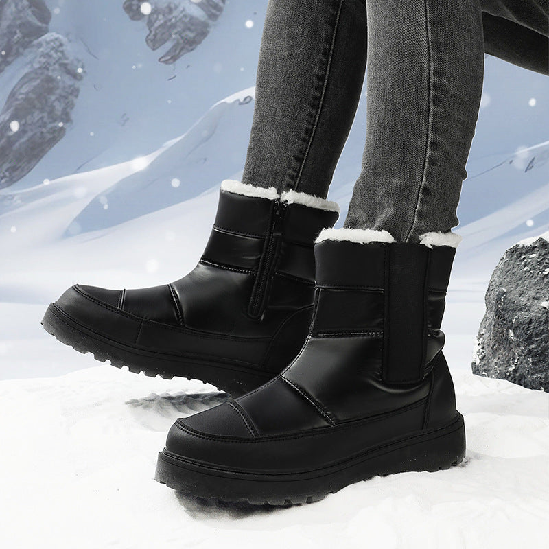 Bottes de neige pour femmes courtes chaudes en velours rembourrées épaisses