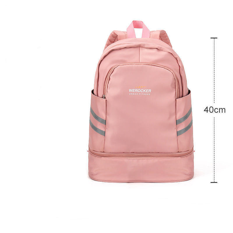 Sac à dos pliable portable pour femme avec séparation sèche et humide