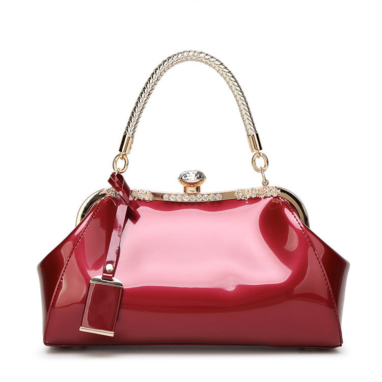 Patent Leather Shiny Handbag Women's One-shoulder Diagonal Bag