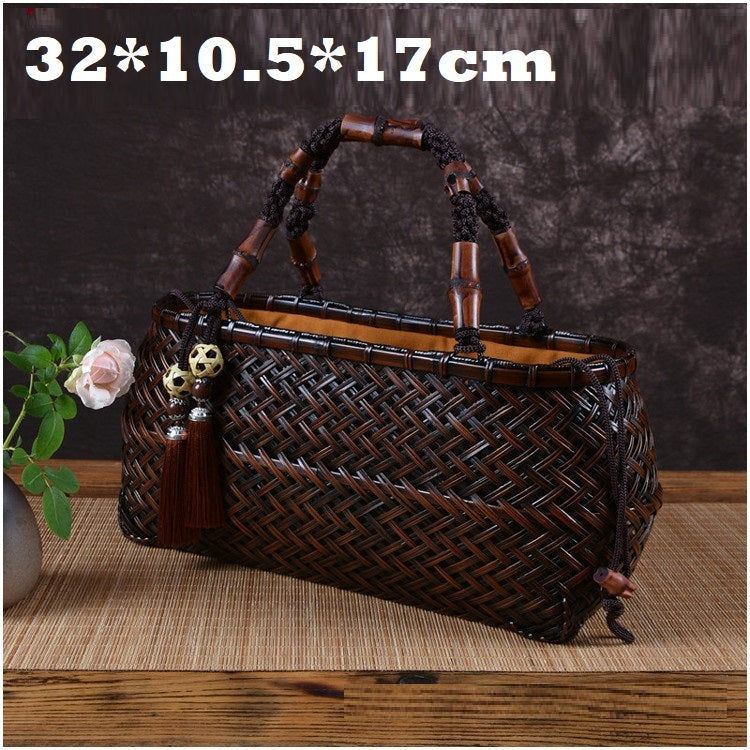 Ladies Literary Retro Handmade Bamboo Woven Bag