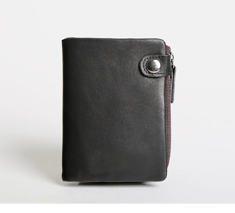 Men's Short Leather First Layer Leather Wallet For Young Students