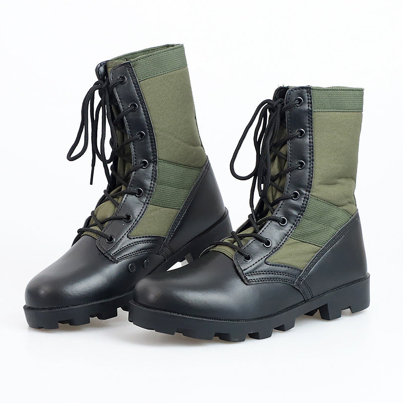 Botas militares de combate de caña alta para hombre, antideslizantes, resistentes al desgaste, con camuflaje, para senderismo al aire libre y desierto