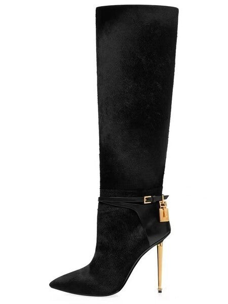 Bottes longues classiques noires simples pour femmes