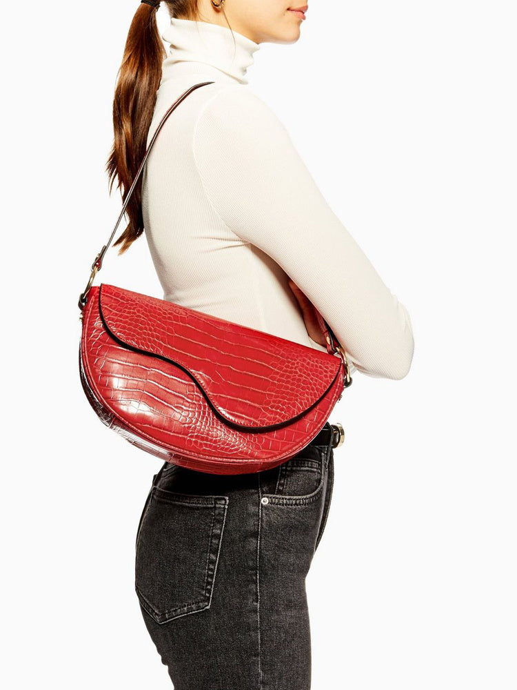 Niche Design Half-moon Textured Underarm Single Shoulder Saddle Bag