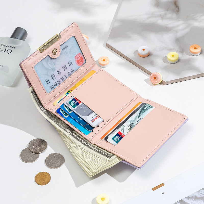 Korean Version Fashion Shiny Surface Multiple Card Slots Student Wallet