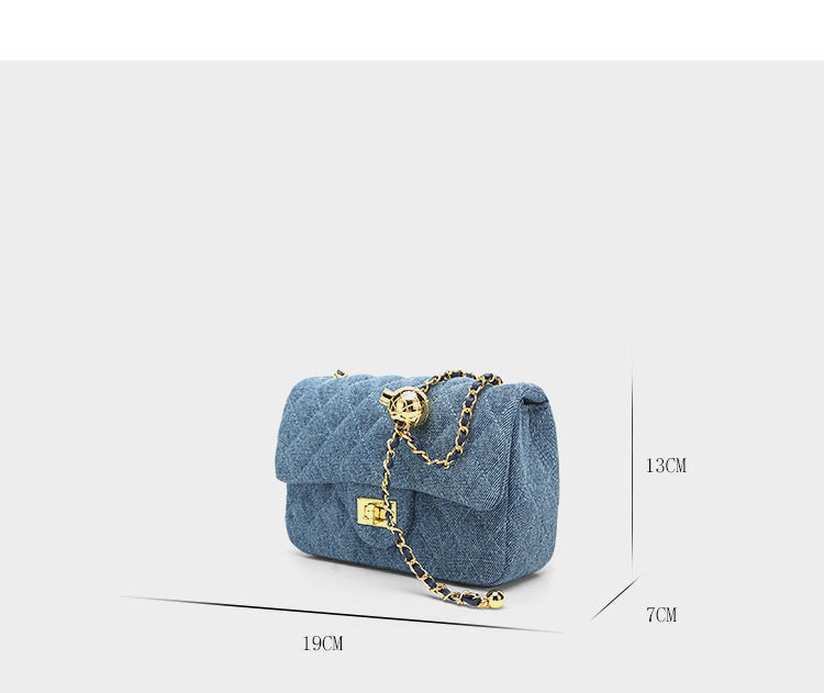 Sac à chaîne en denim doré pour femme, style étranger, messager pour les déplacements, sous les aisselles