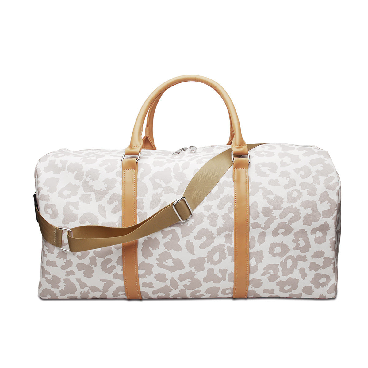 Bolsa de viaje con estampado de leopardo brillante, estilo europeo y americano, con correa para el hombro y asa de PU, bolsa de equipaje portátil