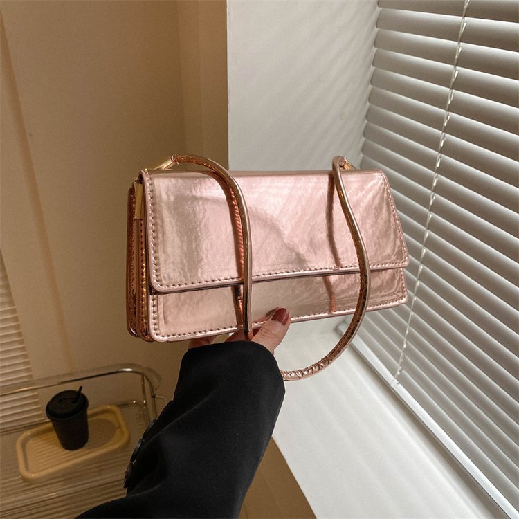 Trendy And Fashionable Portable Paint Glossy Western Style Small Square Bag