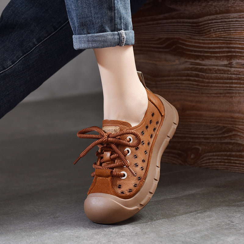 Flat Heel Retro Spring And Summer New Lace Up Casual Women's Shoes