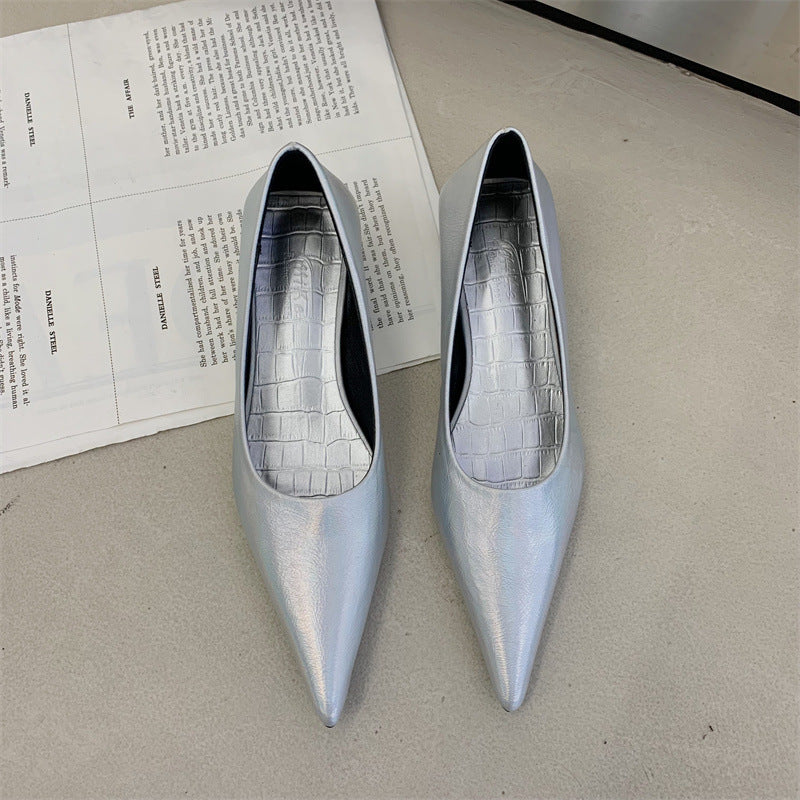 Mid Heel Low Heel Pointed Toe Fashion Shoes Women's Stiletto Heel Pumps High Heels Slim Low-cut Pumps