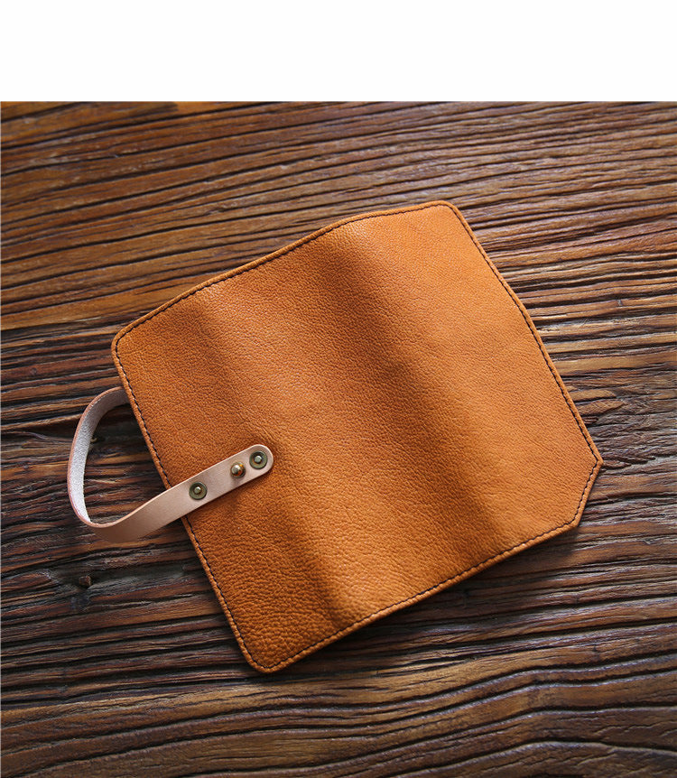 Estuche para lápices de cuero genuino para hombres hecho a mano con capa superior de piel de vaca tipo rollo