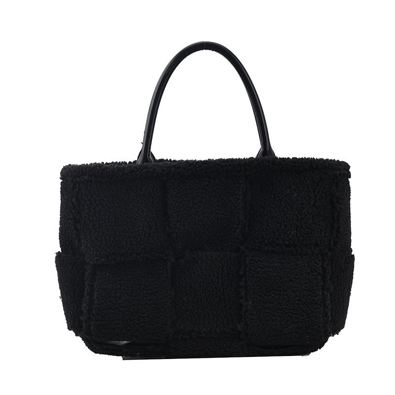 Sac à carreaux en peluche tendance personnalité style occidental simple femme