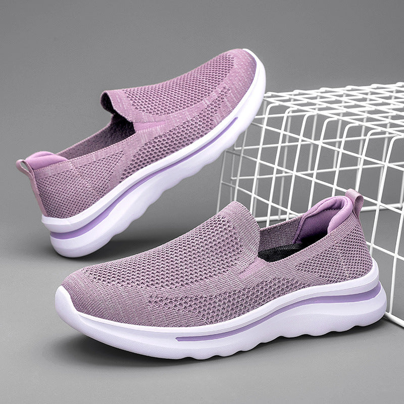 Zapatos planos deportivos de malla transpirable para mujer para caminar y trotar