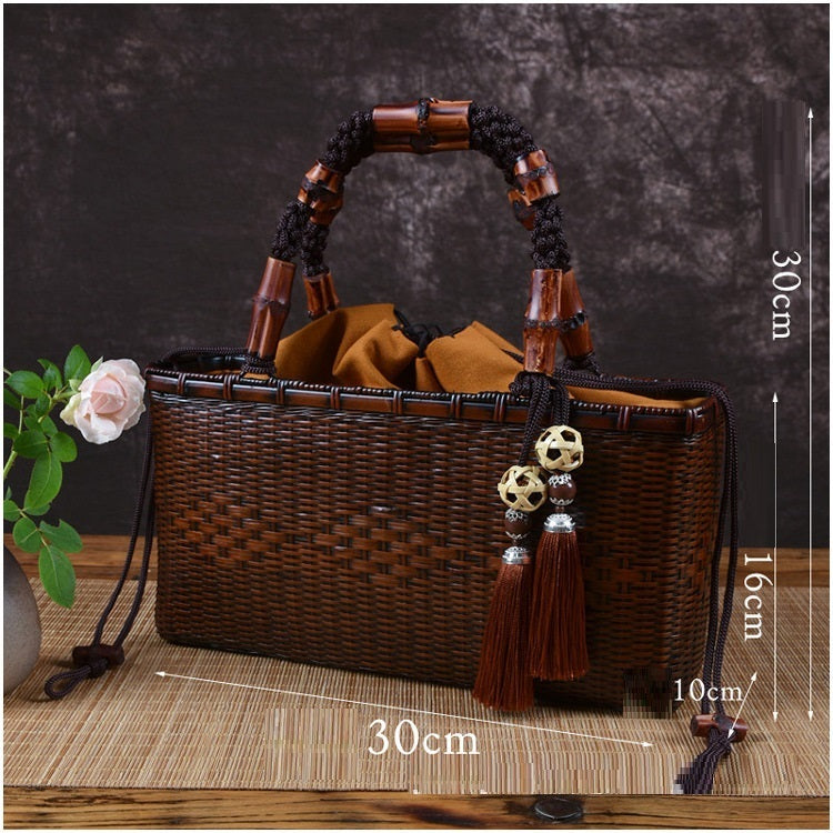 Ladies Literary Retro Handmade Bamboo Woven Bag