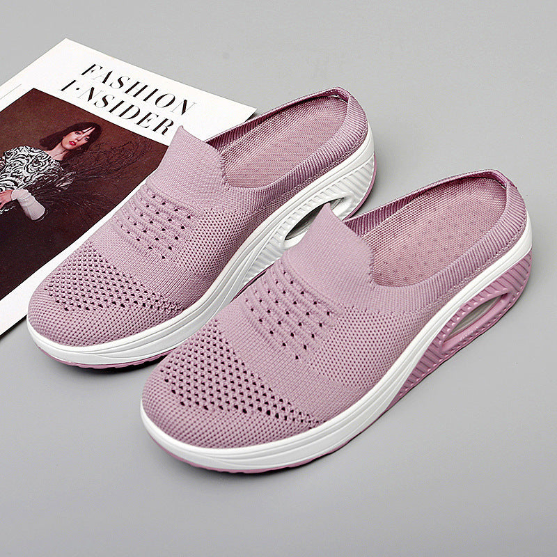 Flying Woven Breathable Casual Slip On Women's Shoes