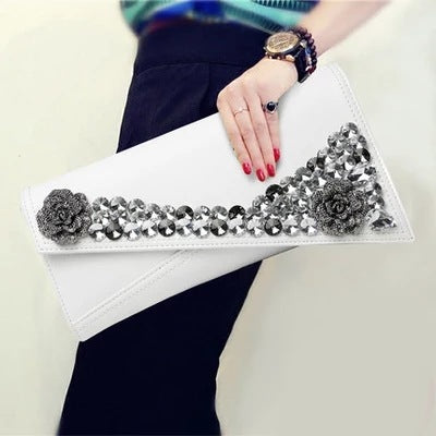 Pochette à bandoulière en strass, petite enveloppe