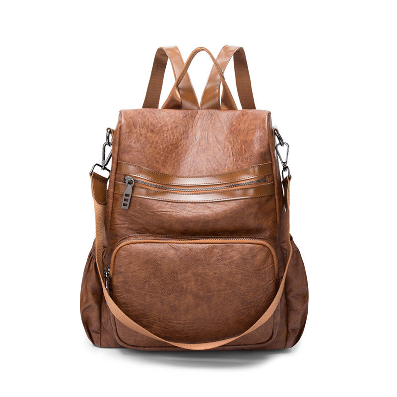 New Women's Backpack Korean Casual Fashion All-match Soft Leather