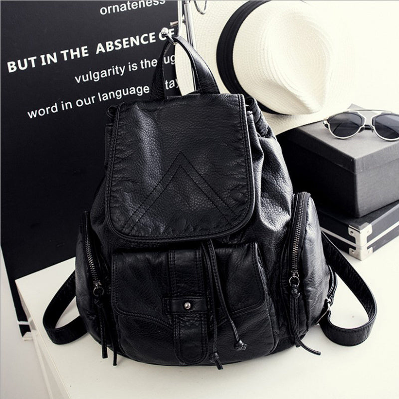 Soft Leather Ladies Backpack All-match Mother Bag Tide